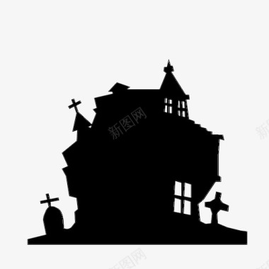女巫城堡万圣节恐怖图标图标