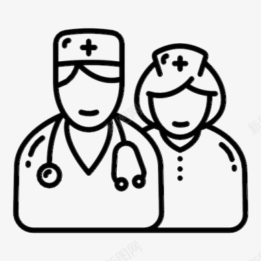 医生护士卡通医生和护士医生医院图标图标