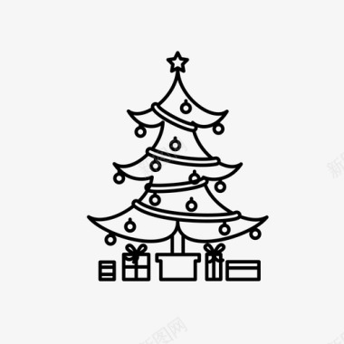 松树圣诞树装饰冷杉树图标图标