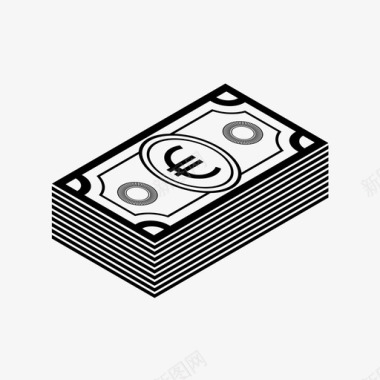 钞票钱金钱欧元钞票现金钱图标图标