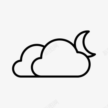 双云多云气象图标图标