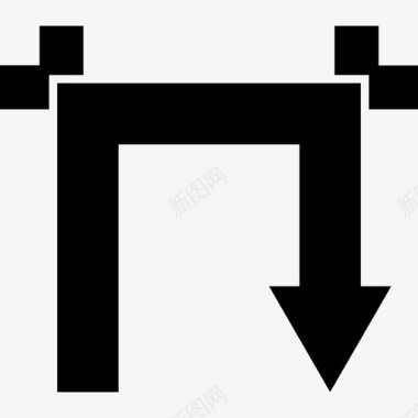 两个向右箭头有两个直角的下箭头箭头道路图标图标