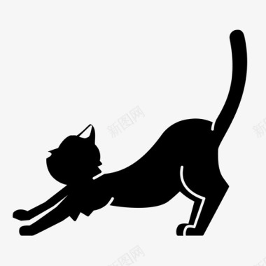 黑猫弯腰喵喵图标图标