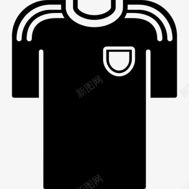足球运动员体育运动足球比赛的黑色T恤图标图标
