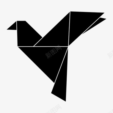 折纸折纸鸟苍蝇几何学图标图标