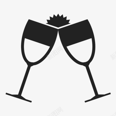 干杯酒杯新年派对图标图标