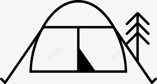 探险卡通人物穹顶帐篷探险露营图标图标