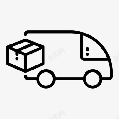 无人车送货车箱子运输图标图标