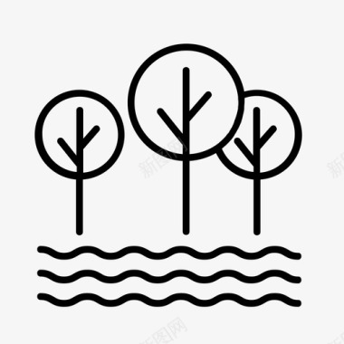 中央公园自然树木图标图标