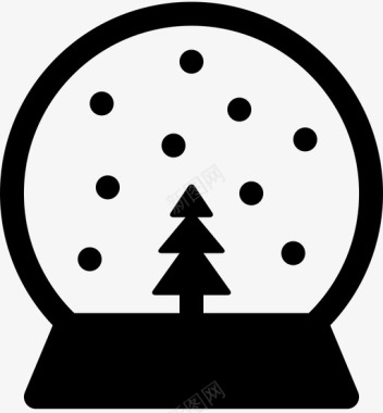 雪地球仪树碗圣诞图标图标