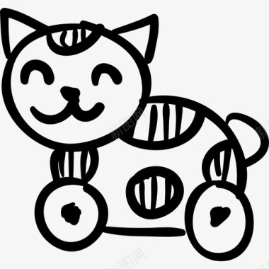 带轮子的猫玩具玩具手绘图标图标
