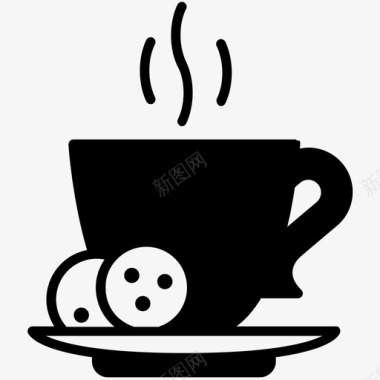 带曲奇的热咖啡咖啡杯子图标图标