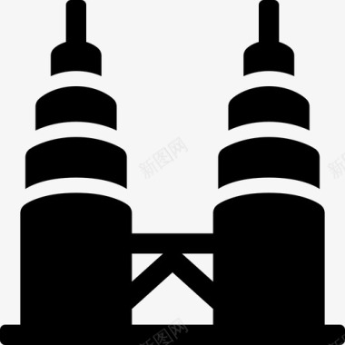 马石油双子塔建筑亚洲图标图标