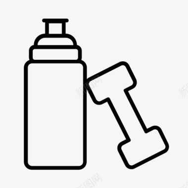 饮料瓶水瓶和哑铃饮料瓶运动图标图标