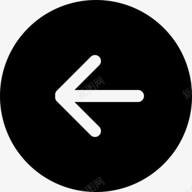 圆形按钮黑色符号中的左箭头bigmug实心填充图标图标