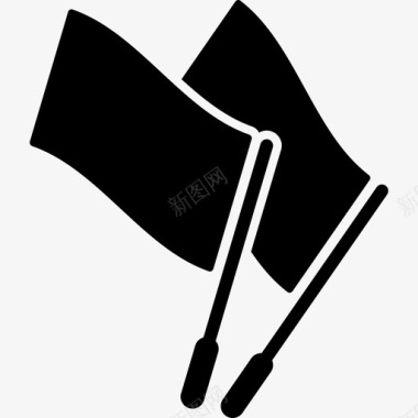两个黑色的运动旗体育踢足球图标图标