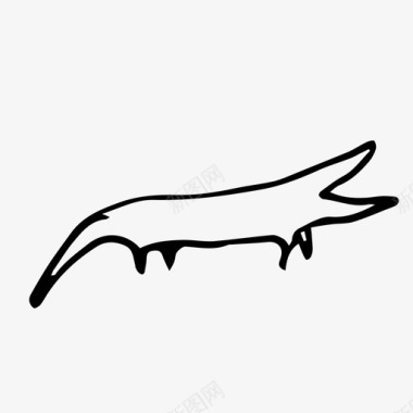 爬行动物鳄鱼涂鸦自然图标图标