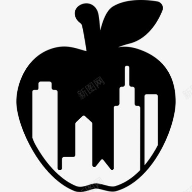 纽约市苹果标志内有建筑物形状纽约图标图标