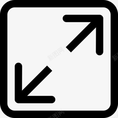 方形图标展开两个箭头的方形界面按钮大屏幕线直线图标图标