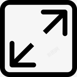 两个按钮展开两个箭头的方形界面按钮大屏幕线直线图标高清图片