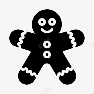 姜饼人圣诞装饰饼干图标图标