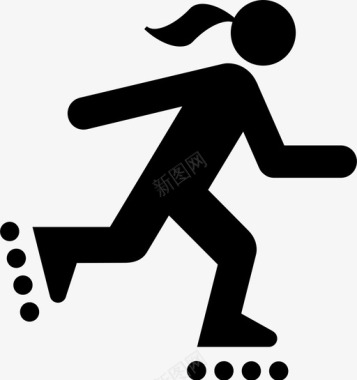 攀岩运动员免扣溜冰直列溜冰马尾辫图标图标