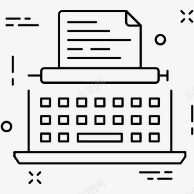 打字机办公材料速记器图标图标