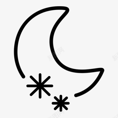 雪花雪夜暴风雪月亮图标图标