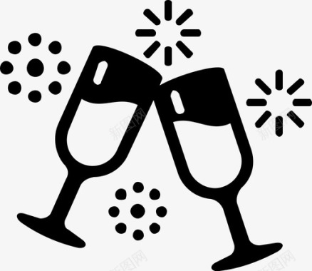 节日素材花瓣干杯庆祝香槟图标图标