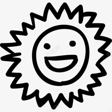 微笑的太阳手工符号天气图标图标