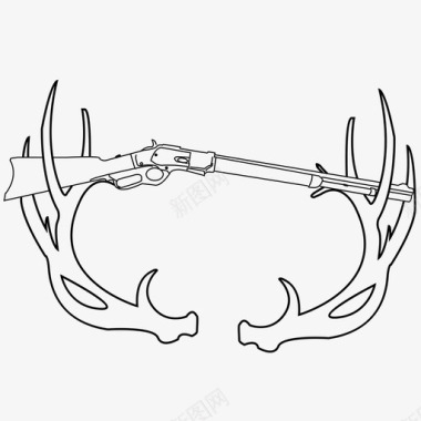 圣诞鹿的角麋鹿角鹿枪图标图标