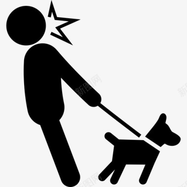 小狗和它的主人看着相反的方向动物狗图标图标