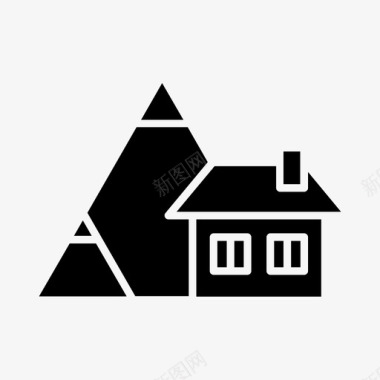 山间小屋房子自然图标图标