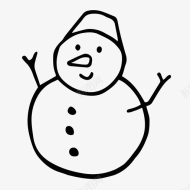 冬天的雪人雪人圣诞节手绘图标图标