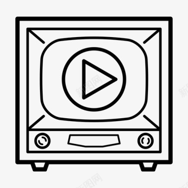 底纹复古电视经典电视复古电视图标图标