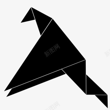 折纸鸟苍蝇几何学图标图标
