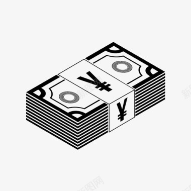 卡通人钱日元钞票现金钱图标图标