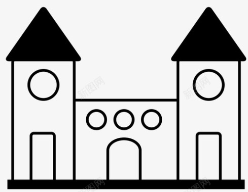 城堡城堡建筑堡垒图标图标