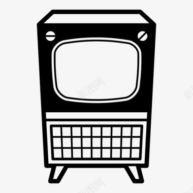 复古女大衣电视经典电视复古电视图标图标
