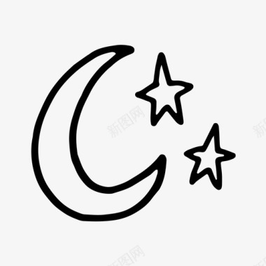 月亮和星星涂鸦摇篮曲图标图标