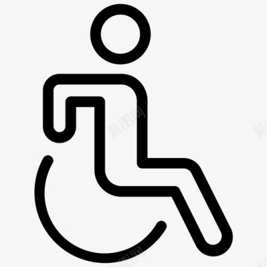 轮椅无障碍线条图标细图标