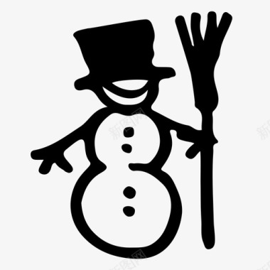 雪人扫帚帽子图标图标