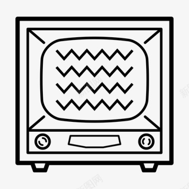 底纹复古电视破碎静态图标图标