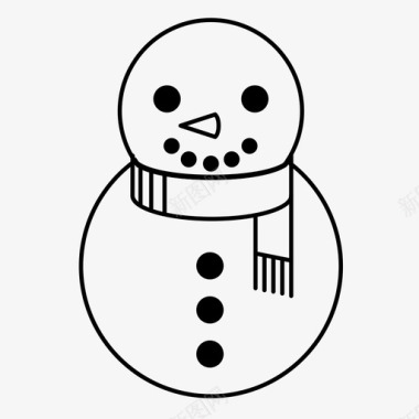 冬天的雪人雪人霜冻围巾图标图标
