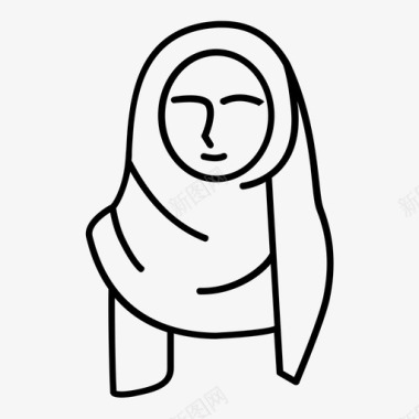 女性服装头巾服装文化图标图标