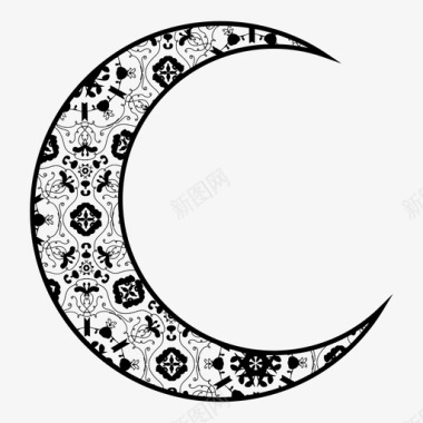 半月月亮新月形装饰性图标图标