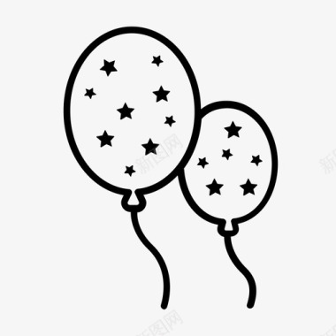 卡通生日气球气球生日庆祝图标图标