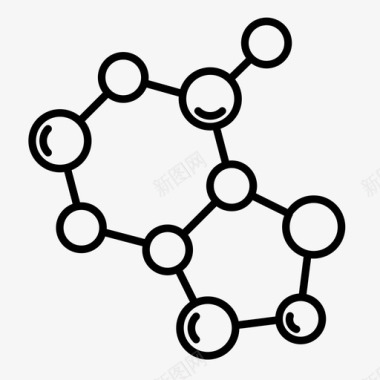 三维粒子分子原子链图标图标