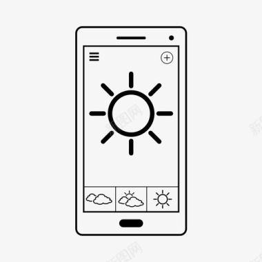 移动天气应用程序智能手机图标图标