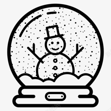 冬天的雪人雪球玻璃球帽子图标图标